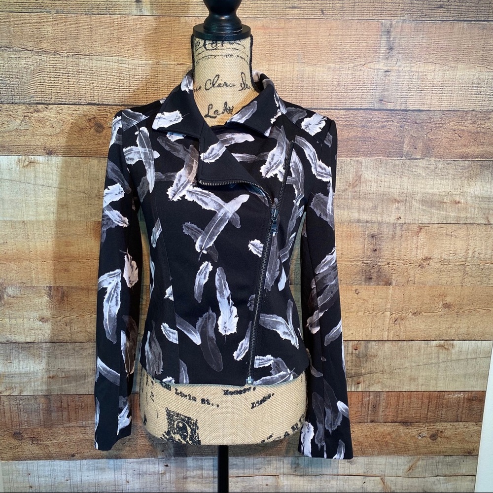 Express Feather Zip Up Black Blazer